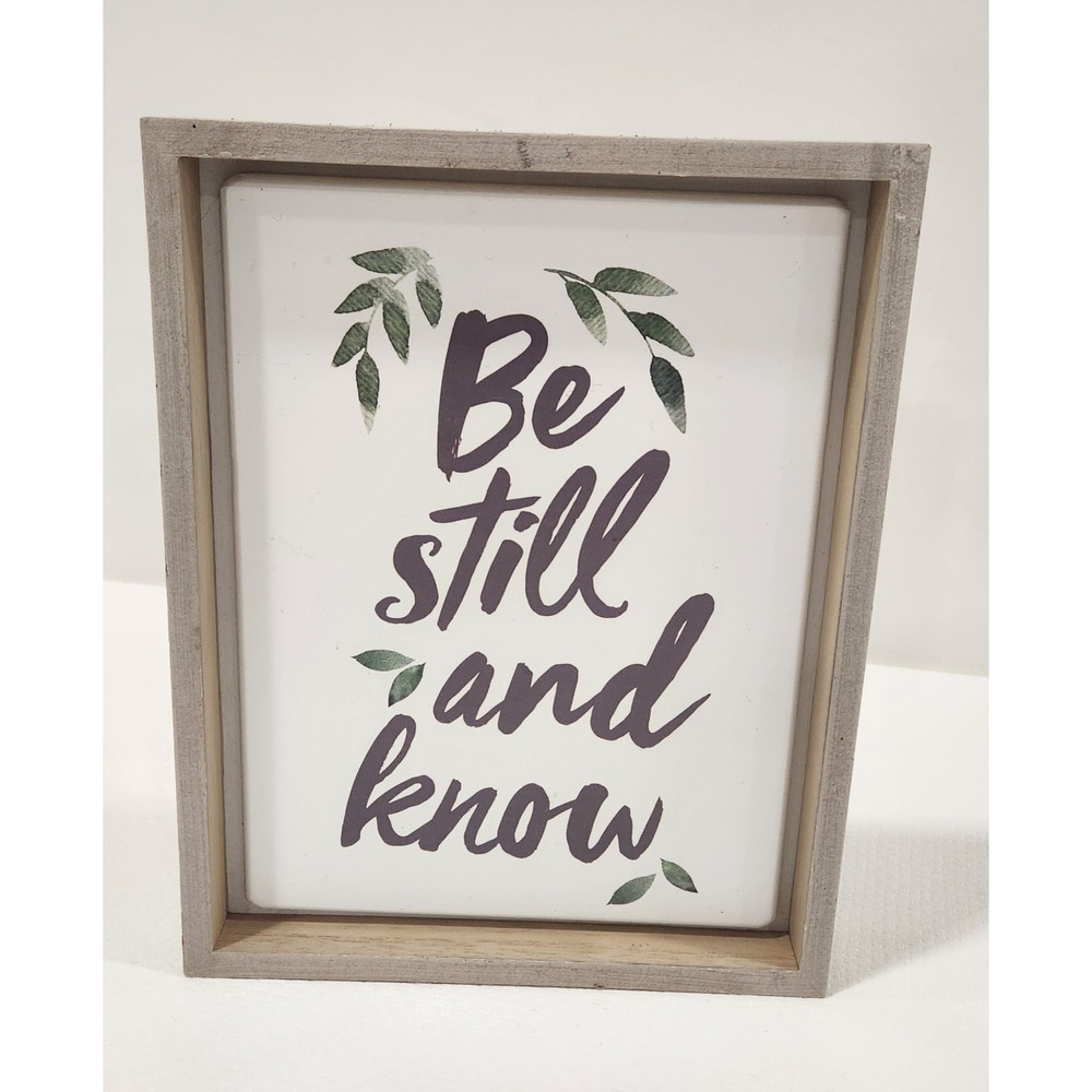 Day Springs Christian "Know And Be Still" Wooden Sign In Frame White 8 x 10 In.‎